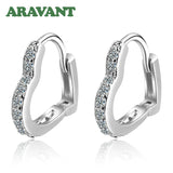 925 Silver Heart Zircon Hoop Earrings For Women Wedding Jewelry
