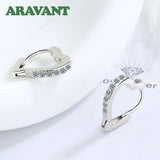 925 Silver Heart Zircon Hoop Earrings For Women Wedding Jewelry