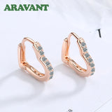 925 Silver Heart Zircon Hoop Earrings For Women Wedding Jewelry