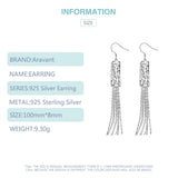 925 Silver Long Tassels Drop Earring For Women Girls Jewelry