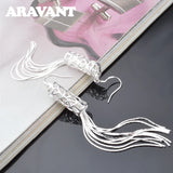925 Silver Long Tassels Drop Earring For Women Girls Jewelry