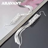 925 Silver Long Tassels Drop Earring For Women Girls Jewelry