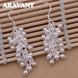 925 Silver Grape Bead Drop Earrings For Women