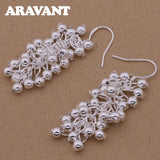 925 Silver Grape Bead Drop Earrings For Women