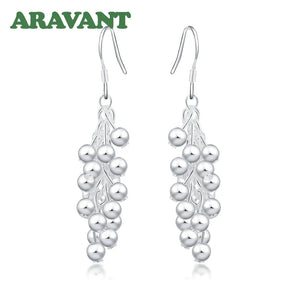 925 Silver Grape Bead Drop Earrings For Women