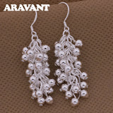 925 Silver Grape Bead Drop Earrings For Women