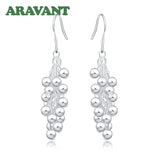 925 Silver Grape Bead Drop Earrings For Women