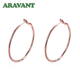 925 Silver Rose Hoop Earrings Women's Jewelry