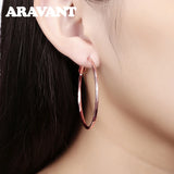 925 Silver Rose Hoop Earrings Women's Jewelry