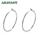 925 Silver Rose Hoop Earrings Women's Jewelry