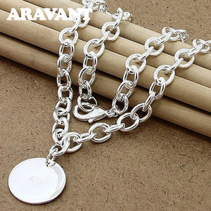 925 Silver Round Pendant Necklace Chain For Women Jewelry