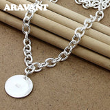 925 Silver Round Pendant Necklace Chain For Women Jewelry