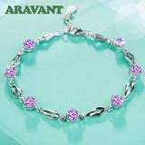 925 Silver Zircon Bracelet Chains Charm Jewelry
