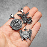 Arch Angel St. Michael Cross Wing Pendant Necklace Stainless Steel