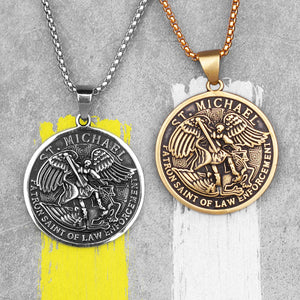 St. Michael Guardian Steel Men Necklaces Pendants Chain Male Jewelry 