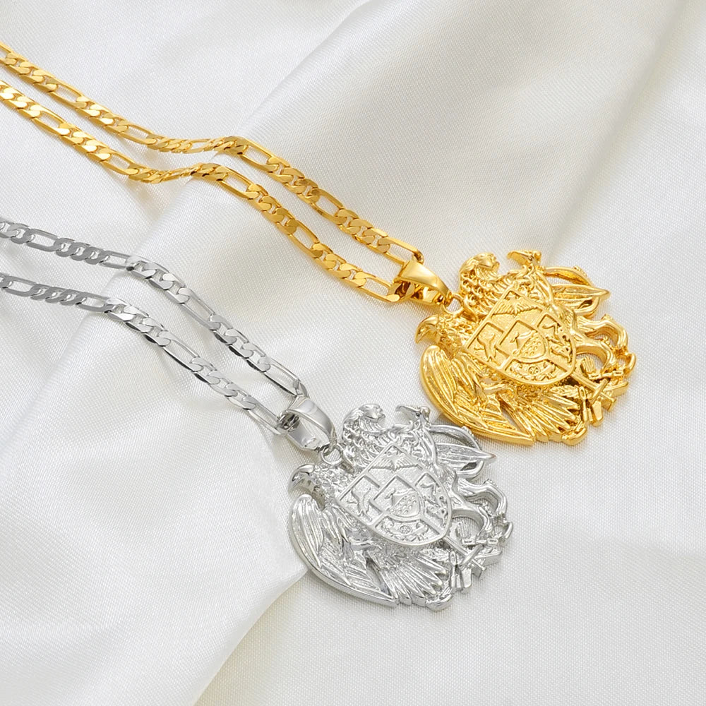Armenian Eagle Pendant Necklace Silver Color