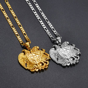 Armenian Eagle Pendant Necklace Silver Color