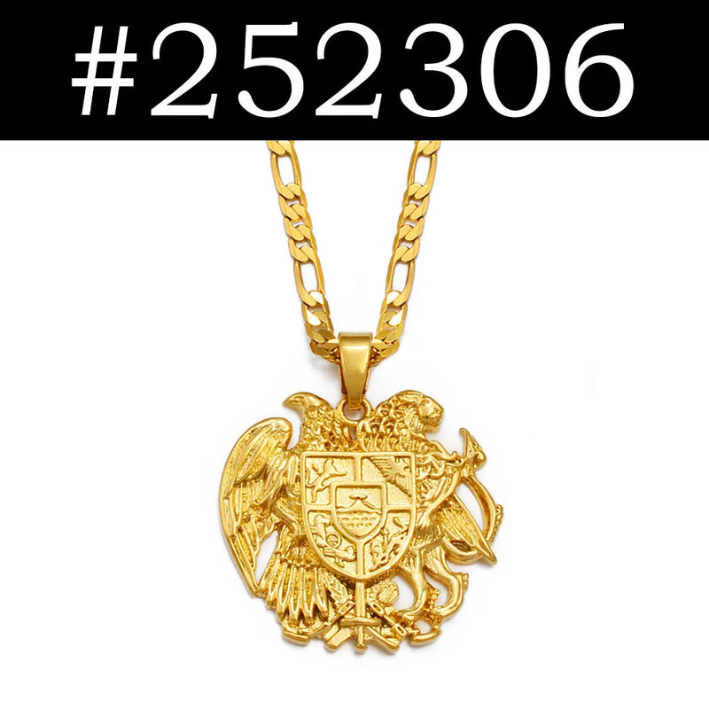 Armenian Eagle Pendant Necklace Silver Color