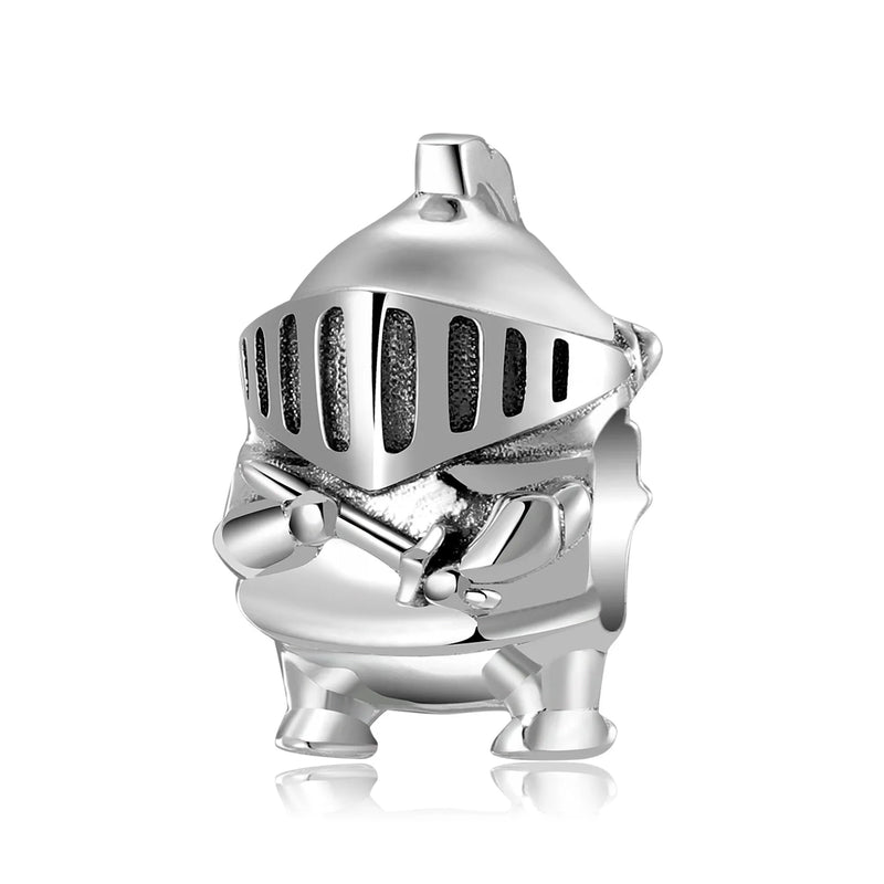 S925 Sterling Silver Armor Soldier Beads DIY Accessories