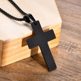 Camouflage Cross Necklace, Military Grey Pendant, Stainless Steel Chain Crucifix