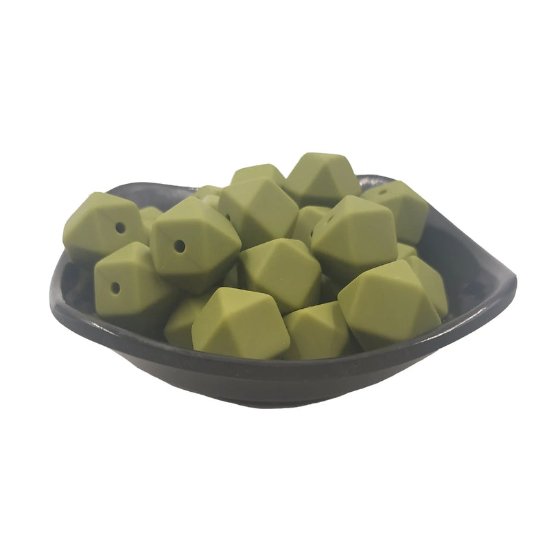 Army Green Hexagon Silicone Bead 14mm for DIY Craft