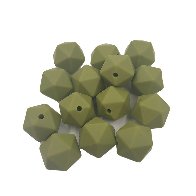 Army Green Icosahedron Silicone Bead for DIY Crafting