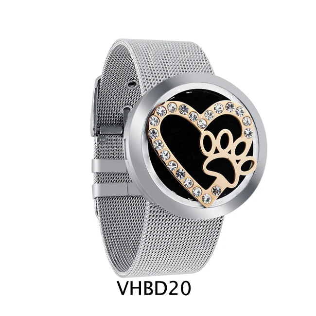 Stainless Steel Aromatherapy Diffuser Locket Bracelet with Pads