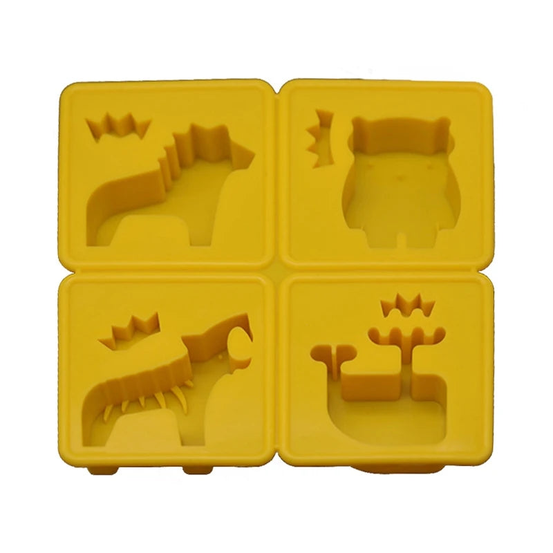 Silicone Animal Ice Tray Baking Mold Yellow 4-link Aromatherapy Plaster Tool