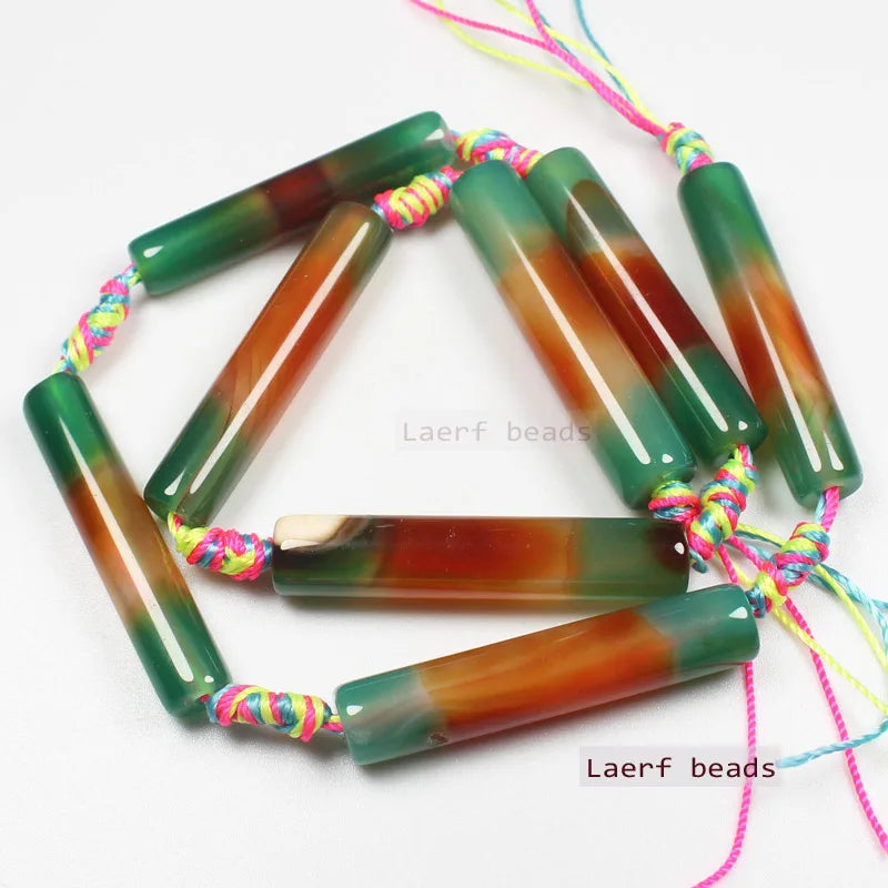 7-8X30-40mm Natural Agate Tube Beads for Jewelry Making