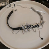 Spider Web Leather Chain Necklace Ins Niche Clavicle Chain