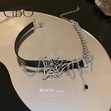 Spider Web Leather Chain Necklace Ins Niche Clavicle Chain