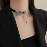 Spider Web Leather Chain Necklace Ins Niche Clavicle Chain