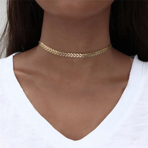 Arrow Choker Necklace Fishbone Chain Jewelry Gift