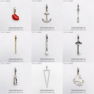Vintage Arrow Triangle Key Lantern Unicorn Rocket Anchor Pearl Charm Pendant