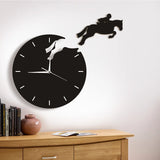 3D Horseback Jumping Wall Clock Art Decor
