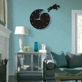 3D Horseback Jumping Wall Clock Art Decor