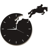 3D Horseback Jumping Wall Clock Art Decor