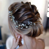 Moonstone Leaf Pearl Flower Bridal Headband Set