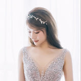 Moonstone Leaf Pearl Flower Bridal Headband Set