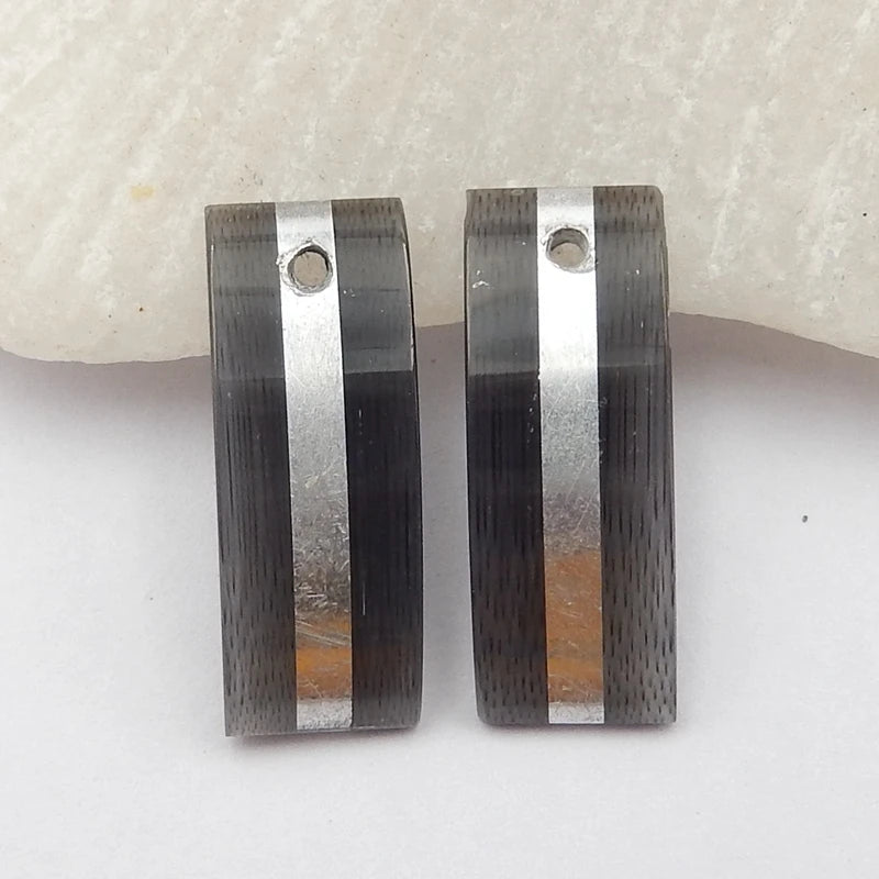 Artificial Cymophane Earrings Beads Pair for DIY Jewelry Making