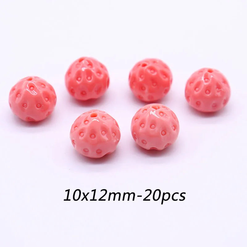 Pink Coral Strawberry Beads 10x12mm for Jewelry Making