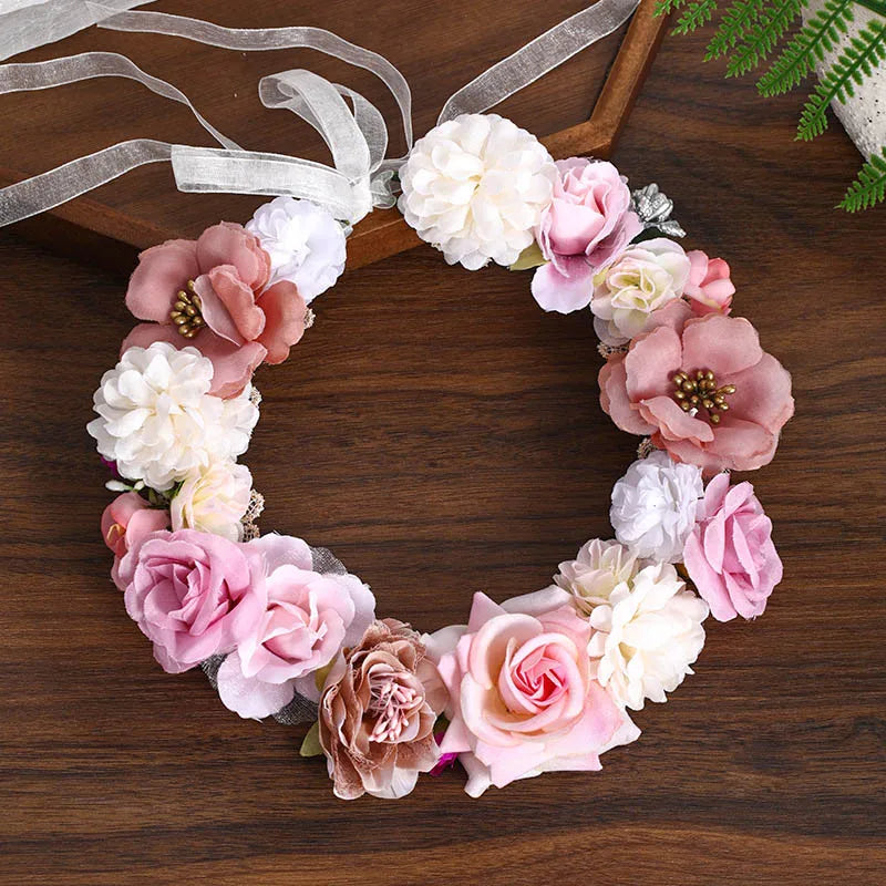 Artificial Cloth Rose Garland Bride Headdress Holiday Hair Band
