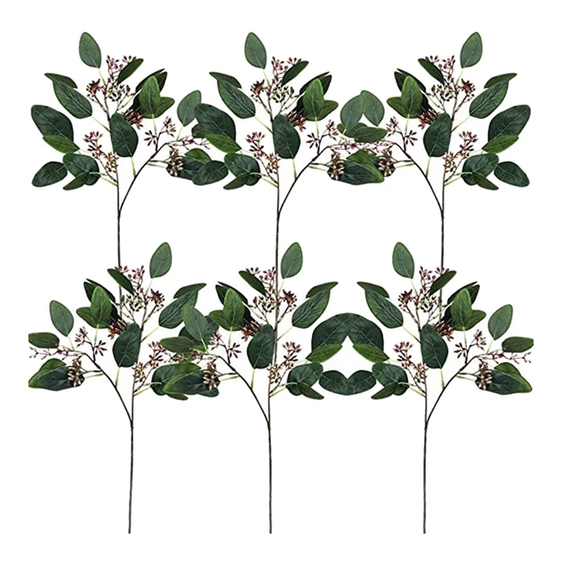 Artificial Green Leaves Tree Branches Christmas Fruit Silk