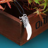 Wolf Head Artificial Ivory Necklace Pendant Key Ring