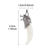 Wolf Head Artificial Ivory Necklace Pendant Key Ring