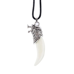 Wolf Head Artificial Ivory Necklace Pendant Key Ring