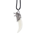 Wolf Head Artificial Ivory Necklace Pendant Key Ring