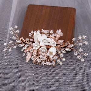 Bridal Hair Accessories Set - Pearls Combs, Rhinestone Headpieces