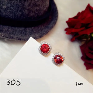 Pigeon Blood Ruby Drop Earrings Crystal Vintage Aretes Fine Jewelry