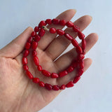 Red Coral Beaded Necklace Sea Bamboo Round Square Irregular Shape Beads